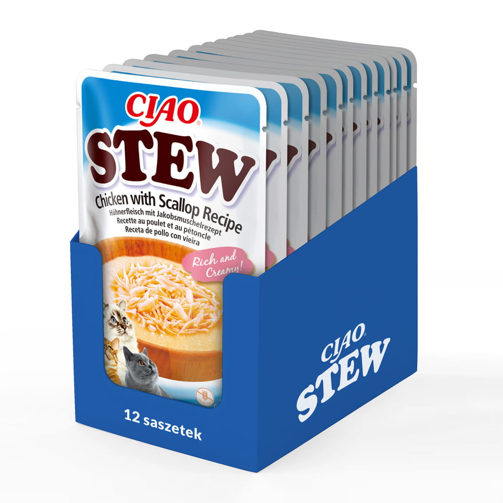 Inaba Ciao Stew Przysmak dla Kota Kurczak z Przegrzebkami – Potrawka 40g